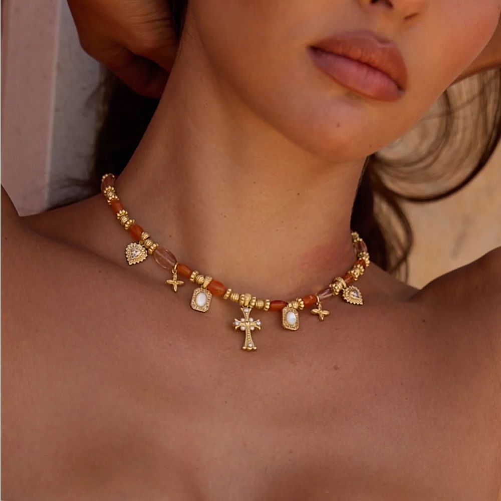 Bydee Casa Del Sol Charm Necklace in Carnelian